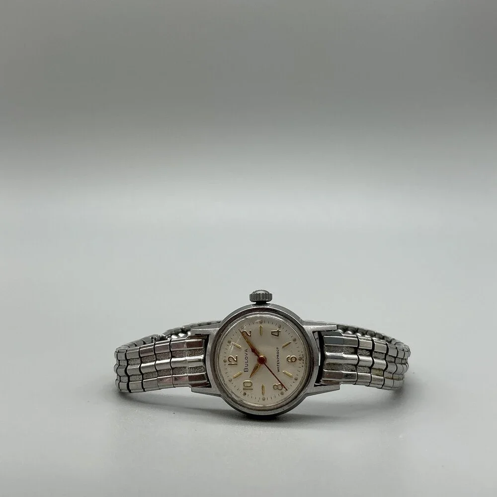 Vintage Bulova 1965 Womens Watch 20mm Silver Tone Swiss Expansion Manual Wind
